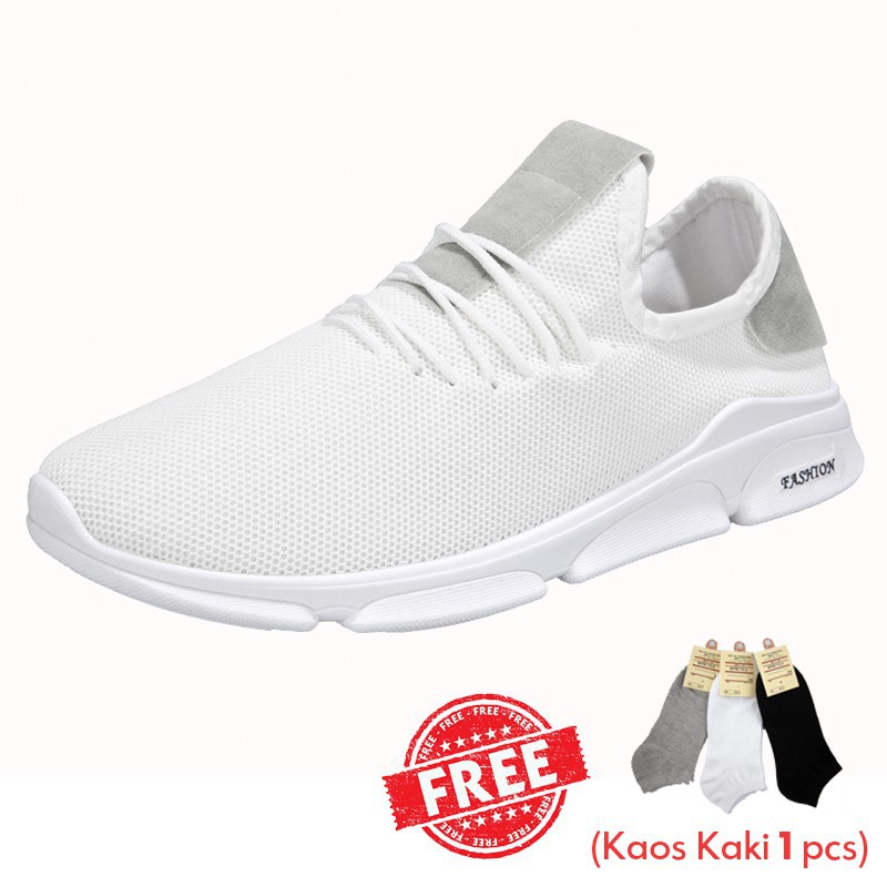Techdoo Sepatu Pria Sepatu Running Outdoor Olahraga Shoes Import Untuk Sekolah Kerja Putih DD01-A