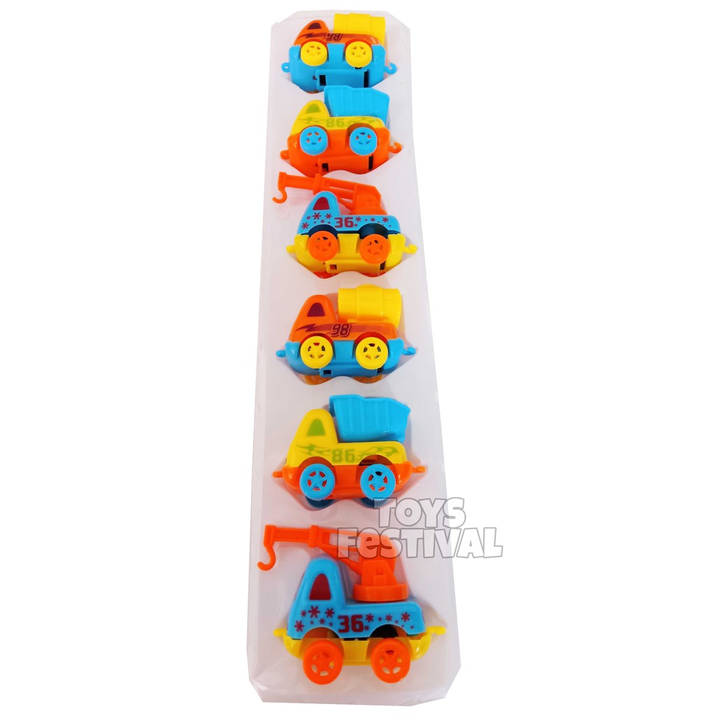 Set 6 pcs Pullback Mainan Mobil Cartoon Truck Conctruction