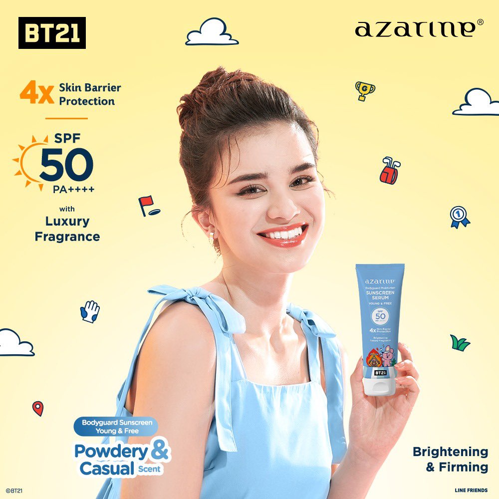 AZARINE x BT21 Body Guard Moisturizer Sunscreen Serum 100ml SPF 50 PA++++ | AZARINE Sunscree Body Guard Serum