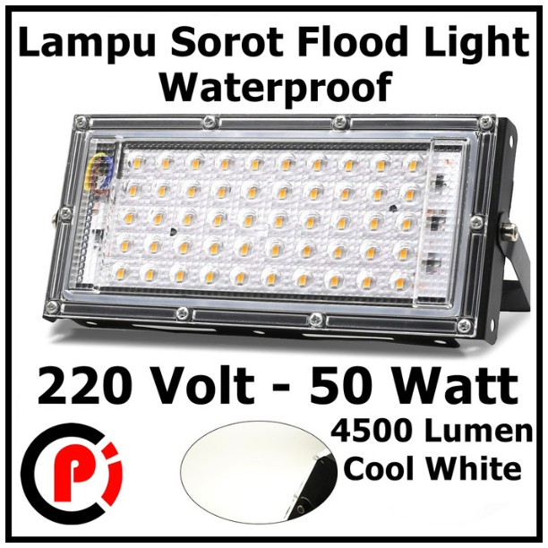 Lampu Sorot Flood Light Waterproof 4500 Lumens 50W Cahaya Putih 6500K