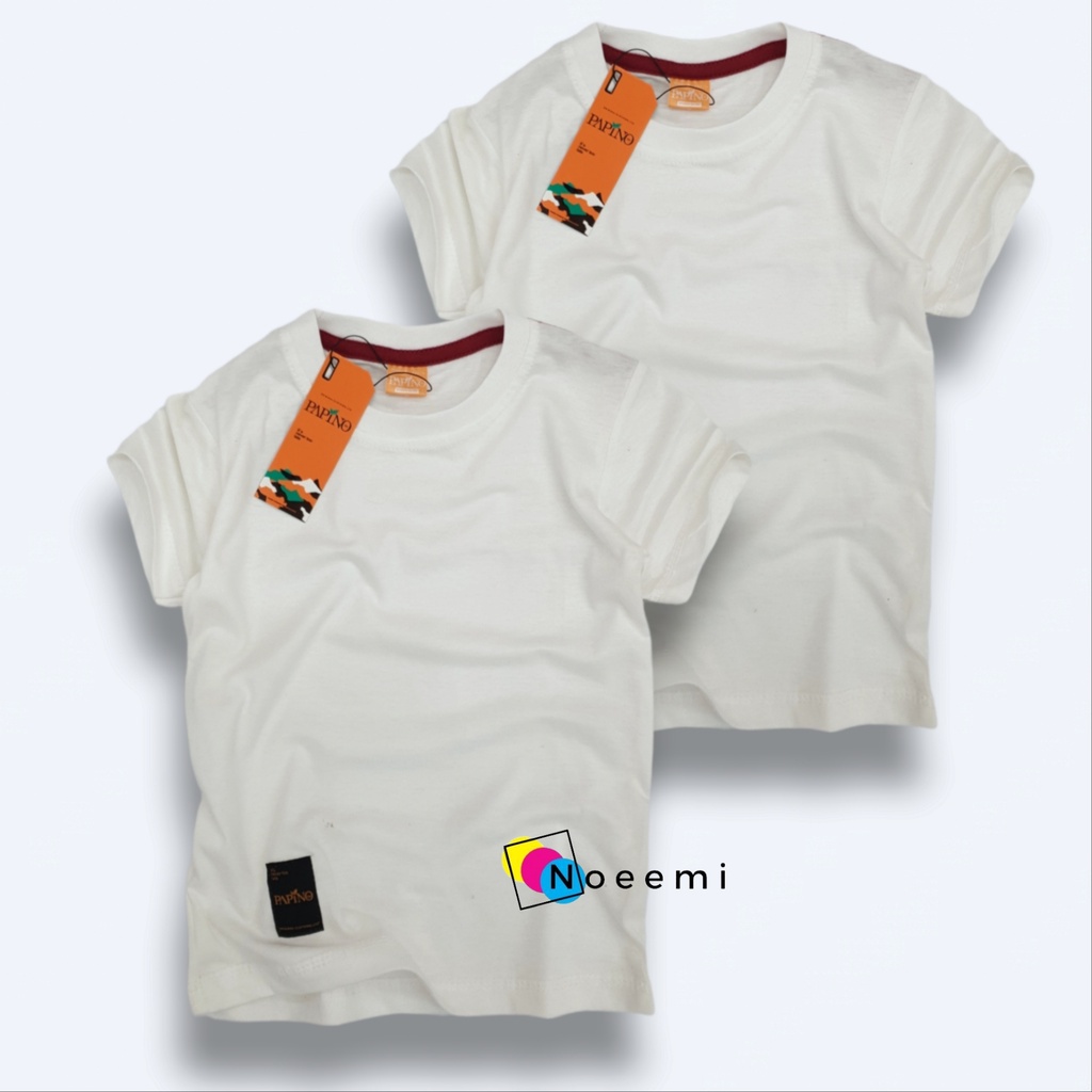 Papino Baju Kaos Anak Laki Laki 1-12 Tahun Pakaian Distro Oblong Polos Putih