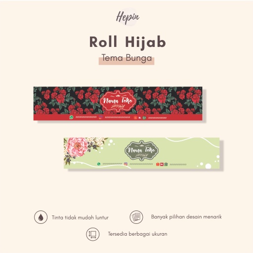 Roll Hijab Tema BUNGA - Roller Hijab - Roll Kemasan Packaging Kerudung