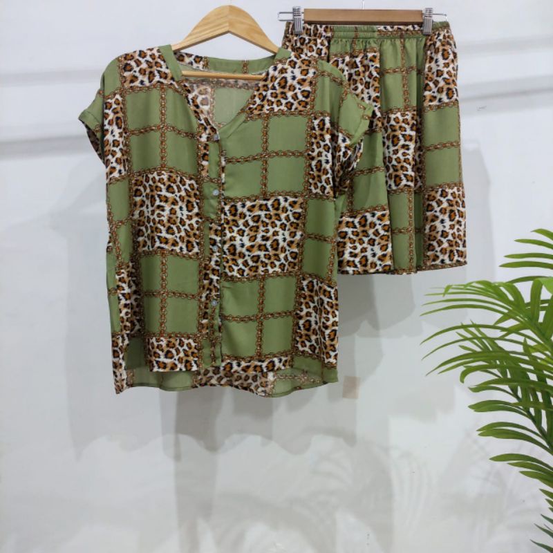 0PIYAMA KANCING PENDEK | PIYAMA BUSUI PENDEK | PIYAMA RAYON | BAJU TIDUR MURAH-KCB 31