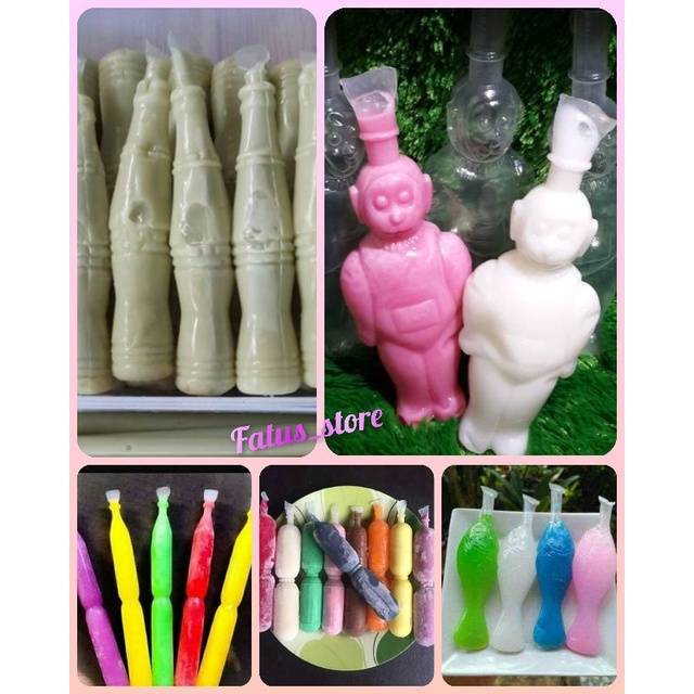 Plastik Es  Bentuk Carakter , Paket CAMPUR wawan/teletabis/botol/ikan/kiko/