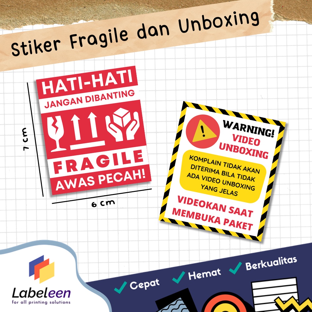 

STICKER FRAGILE, UNBOXING / STIKER PERINGATAN PECAH BELAH / STIKER VIDEO UNBOXING / STIKER PENGIRIMAN CHROMO ATAU VINYL (TAHAN AIR)