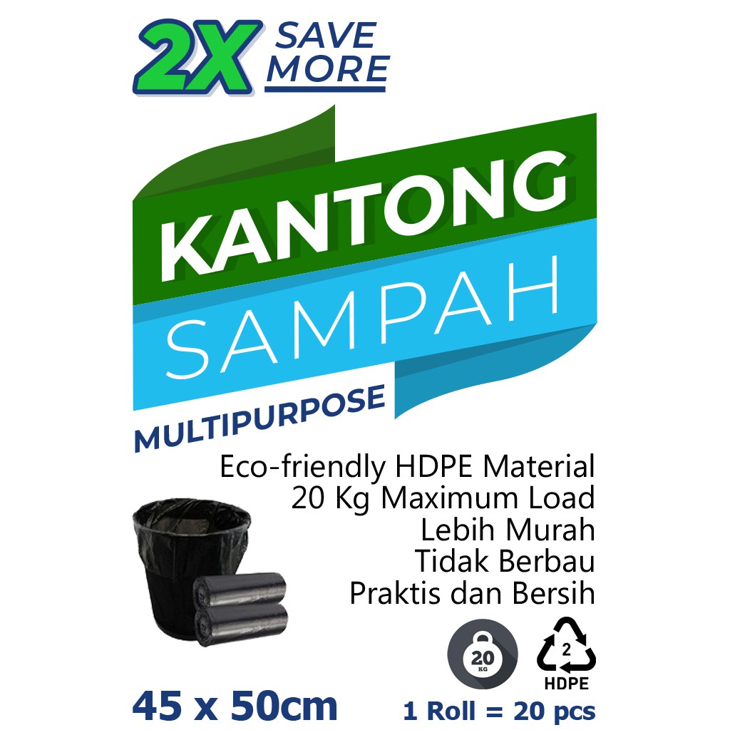 SJclean Kantong Sampah  20 pcs  Tebal 20 μm Premium Trash Garbage Bag Uk. 45 x 50 Original Kresek