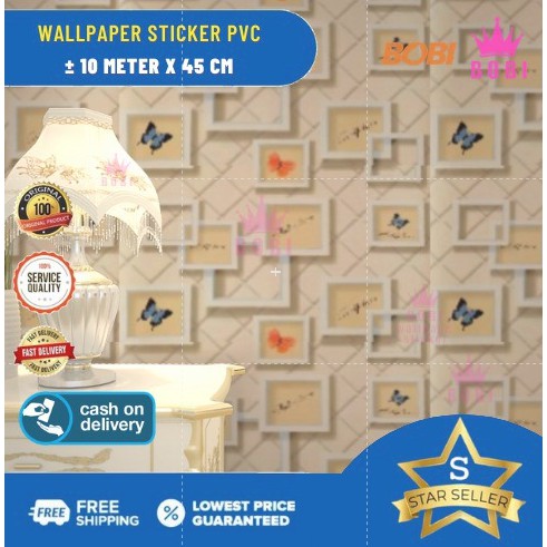 Wallpaper Sticker Motif Kupu2 Kotak 5426  / Wallpaper New 2021 /  Uk.9mx45cm