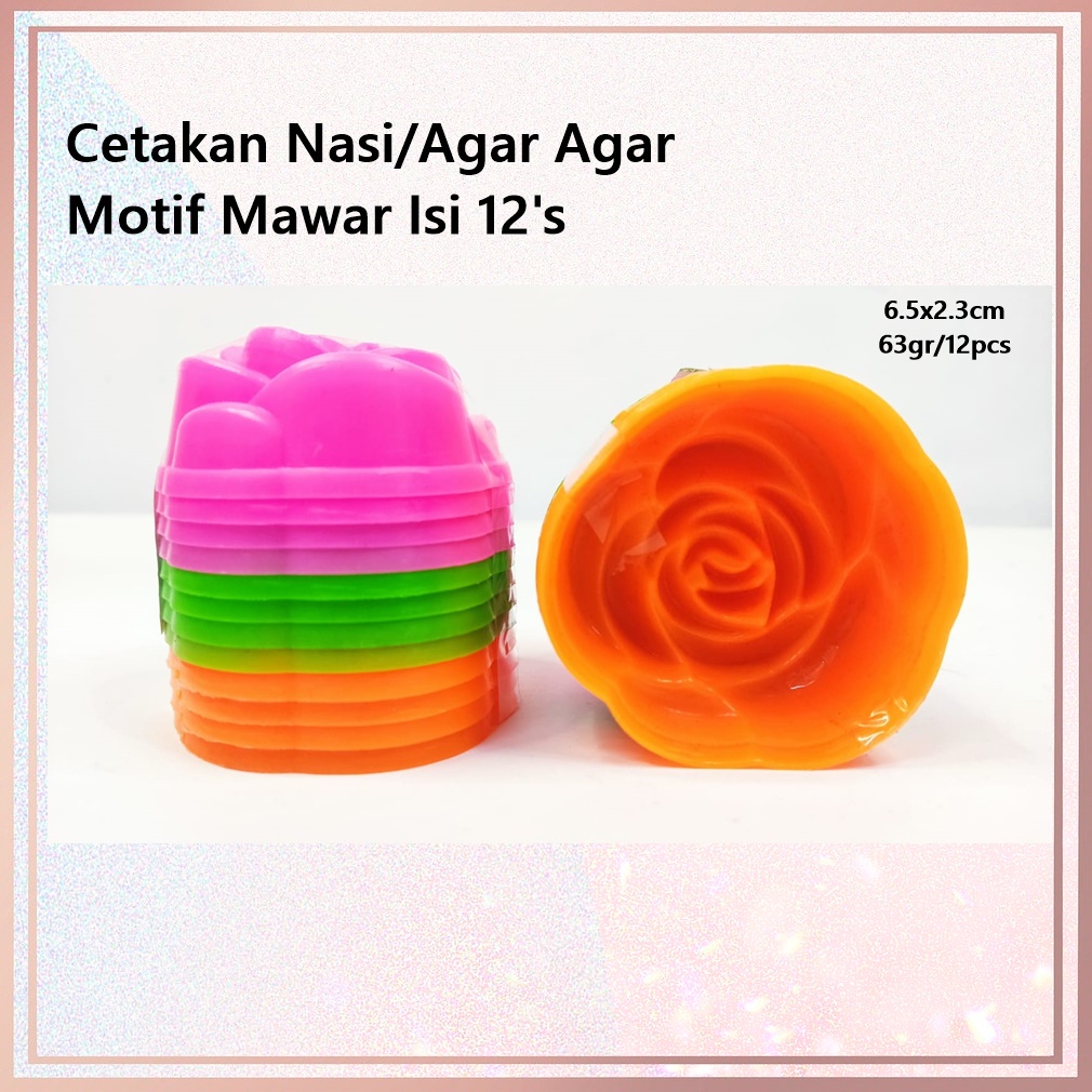 Cetakan Nasi/Agar Agar Motif Mawar &amp; Sakura Isi 12's