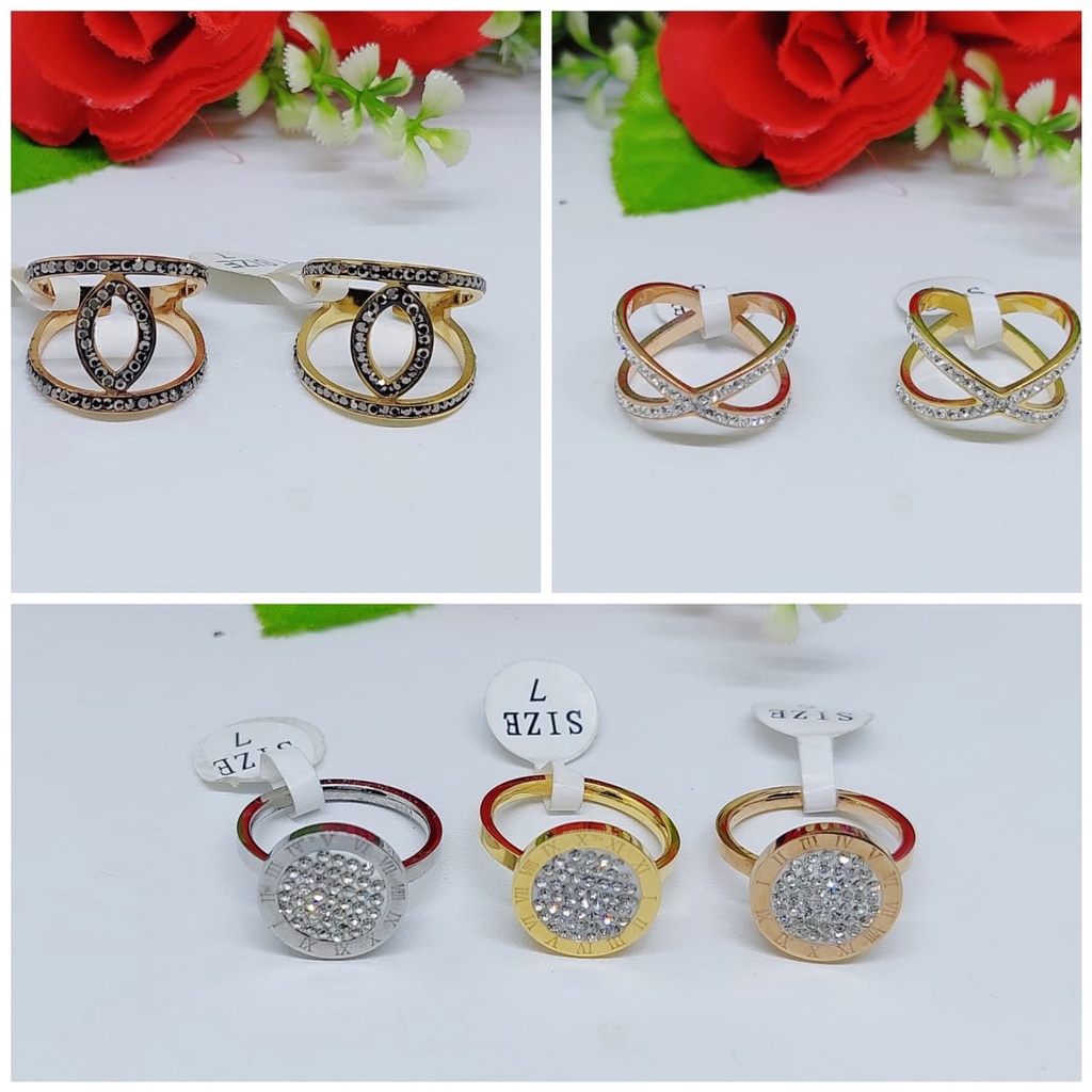 Titanium cincin permata perhiasan wanita 0151-0154