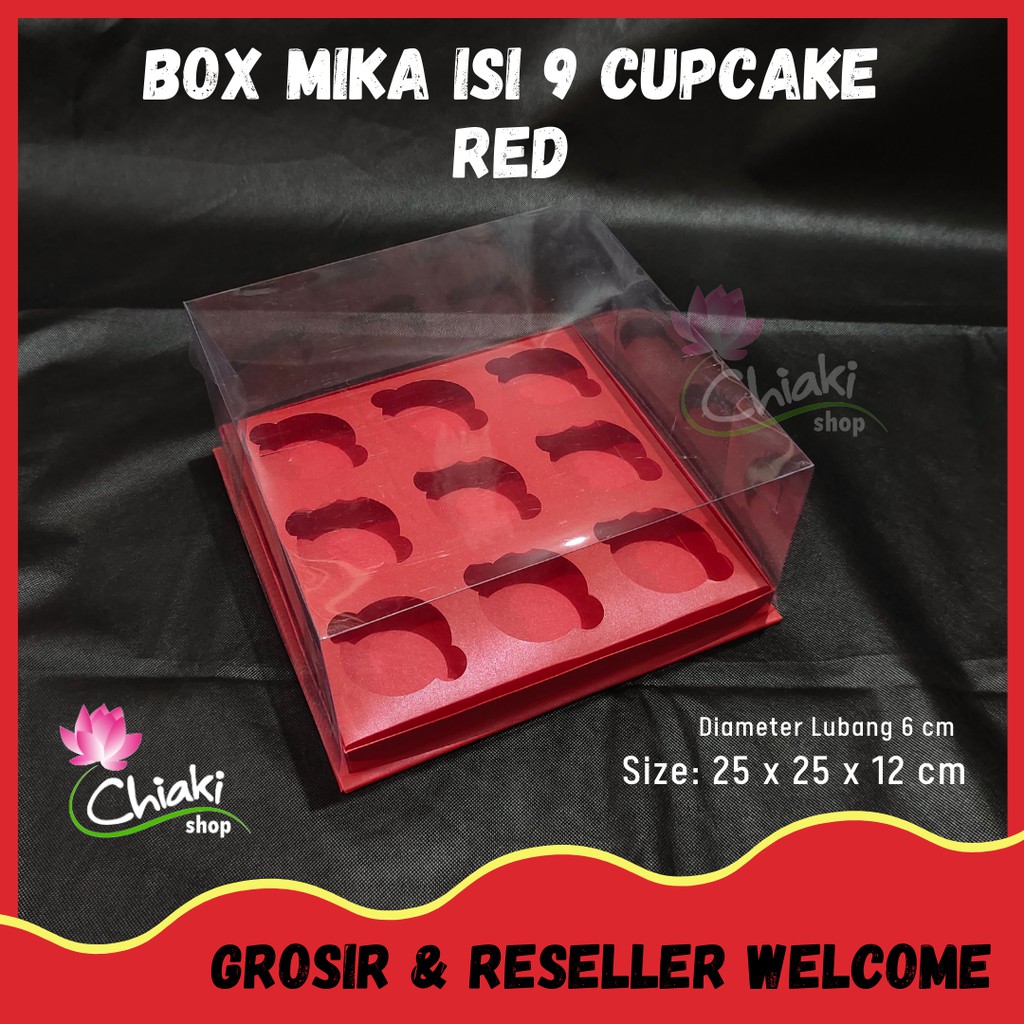 

Box Cupcake isi 9 MERAH 25 x 25 x 12 Kotak Mika Donat Dus Kue Kardus RED Muffin Cake Pudding Karton