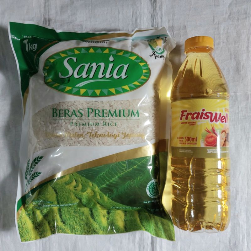 

PAKET BERAS OPUNG / SANIA / Fortune 1kg + MINYAK FRAISWELL 500ml