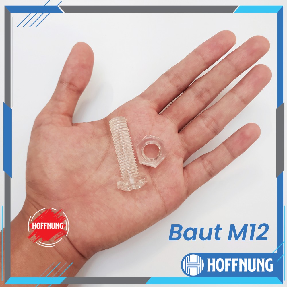 Baut M12 Plastik Mur Akrilik M12x40 M12x40mm Acrylic Transparan