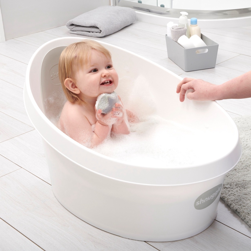 Shnuggle Toddler Bath - White &amp; Light Grey | Bak Mandi Bayi