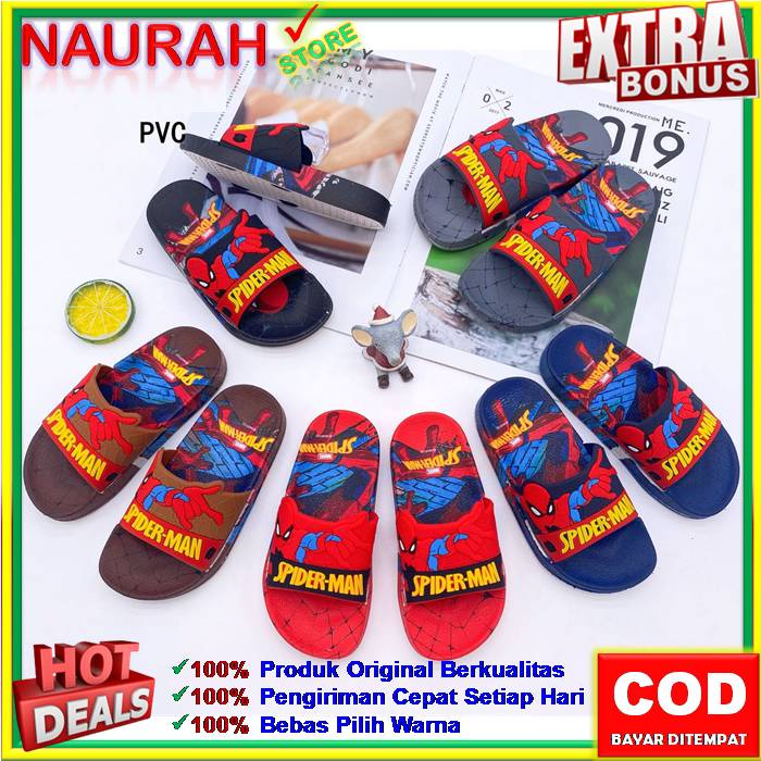 Sandal Slop Anak Spiderman 009 17 Sendal Jelly Karakter Import Original Lentur Empuk Promo Awet Ringan