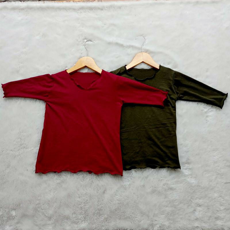 Kaos Anak Ruffle Tee / Kaos Anak Perempuan / Kaos Anak Lengan 3/4 | Bahan Kaos Spandek 2-4 Tahun