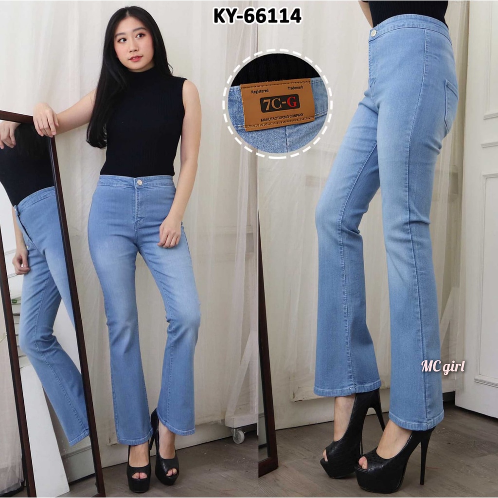 ( Size 27 - 34 ) MC girl - Celana Jeans Premium Cutbray High Waist Wanita / Highwaist Cutblay Panjang Denim / Boot Cut 7C-G