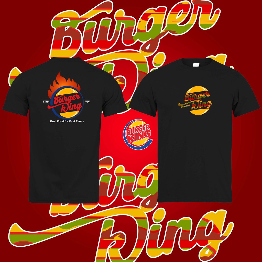 KAOS DISTRO T-shirt - BK - Burger King Best Food - HITAM PUTIH NAVY Kualitas premium SR_001