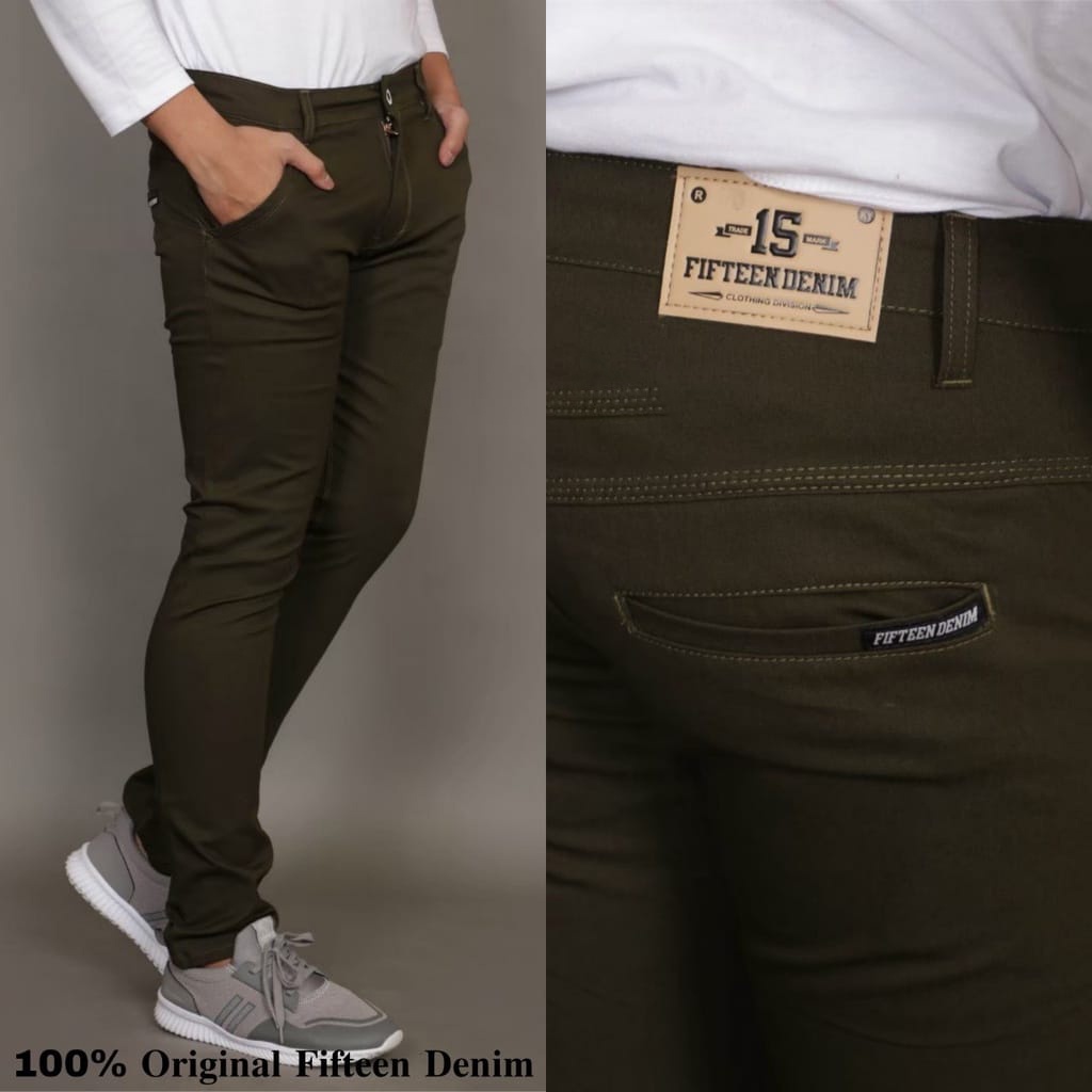 Celana Chino Cowok Panjang Slim Fit Katun Strecth  Premium