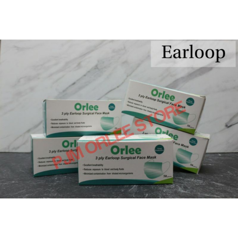 Masker medis surgical mask ORLEE 3ply earloop