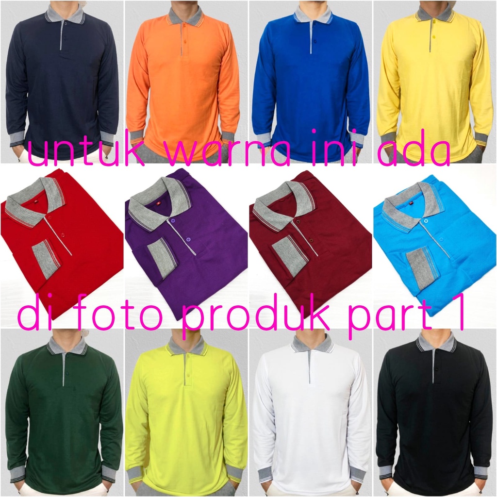 Kaos polo shirt kerah polo kerah lakos polos lengan panjang part 2