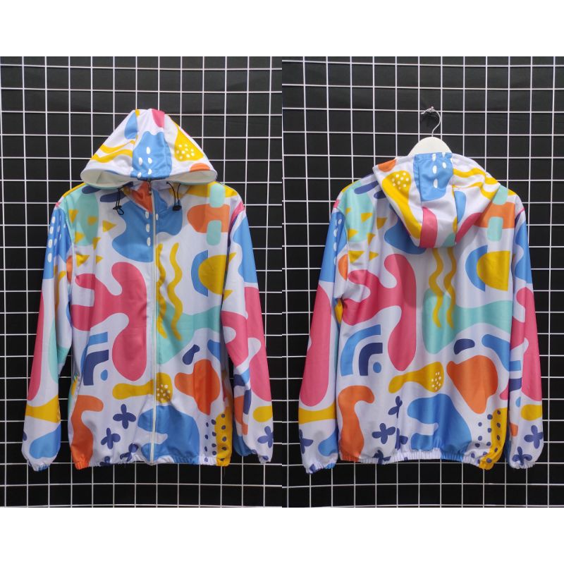 Jaket Sepeda Wanita Jaket Motif Printing/Jaket Goews-oren biru