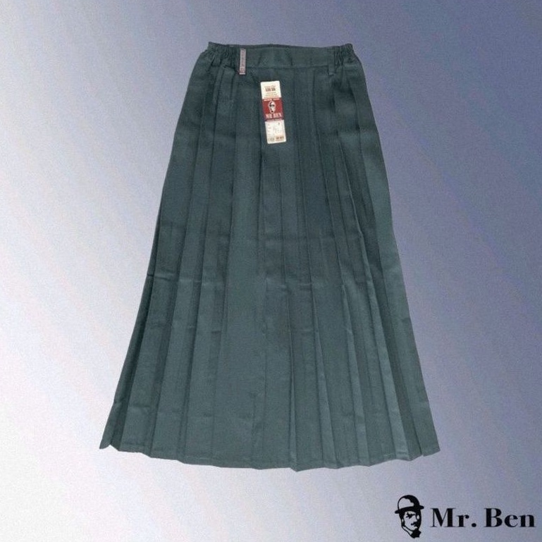 MR.BEN Seragam Sekolah Rok SMA Abu Famatex Panjang Rempel / Lipat Lipat