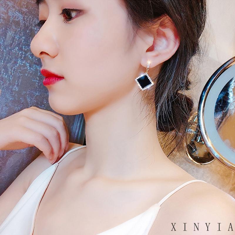 【Bayar di tempat】Anting Tusuk Gantung Fashion Temperament Bahan Sterling Silver 925 Desain Geometri Untuk Wanita