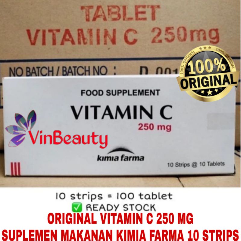 ORIGINAL VITAMIN C 250 MG SUPLEMEN MAKANAN KIMIA FARMA 1 BOX ISI 100 TABLETS