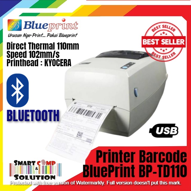 Printer Barcode Thermal BluePrint BP-TD110 USB Label Resi Marketplace