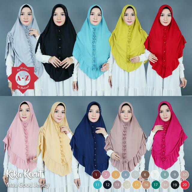 BERGO KIKA KERUT. JIBAB RAHMAT. JILBAB JERSEY SYARI. KERUDUNG INSTAN PET