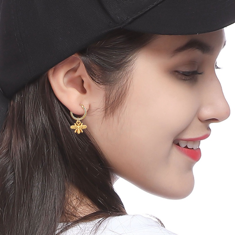 Fancyqube Fancycube 1 Pasang Anting Bentuk Lebah Bumble Warna Emas