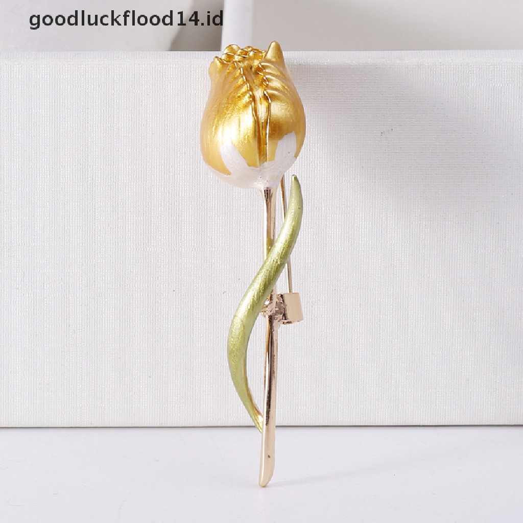 [OOID] New Enamel Tulip Brooches For Women Flower Wedding Office Party Brooch Pins Gift ID