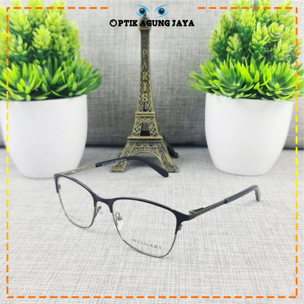 (GRATIS LENSA) Frame Kacamata Minus Baca Wanita BV Stainless Steel | Best Quality | Full Frame