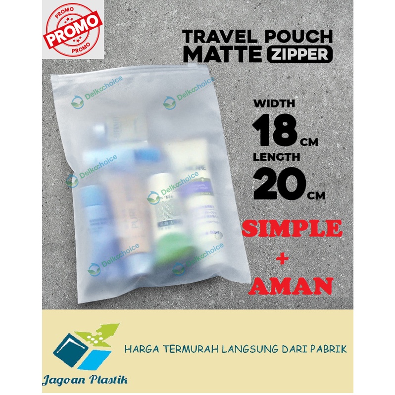 TRAVEL POUCH MATTE ZIPPER UKURAN 20 CM X 28 CM