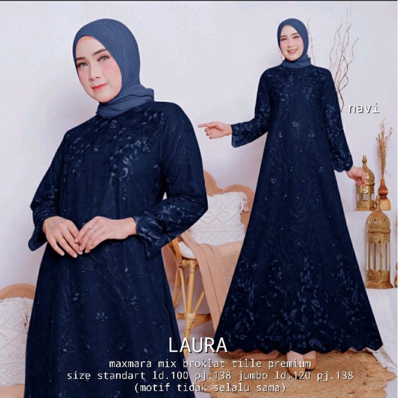 gamis broklat kombinasi tille mix maxmara/kebaya broklat/gamis pesta tille premium