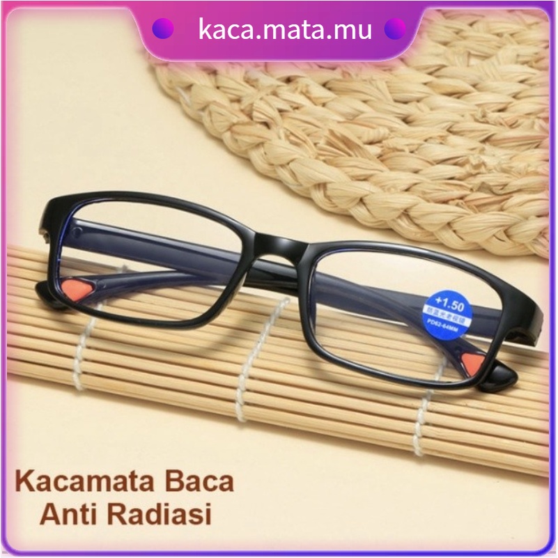 KM.Kacamata Baca Lensa Plus Anti Radiasi +1.00 s/d + 3.00 Kacamata Pria Reading Glasses dan Nonton TV