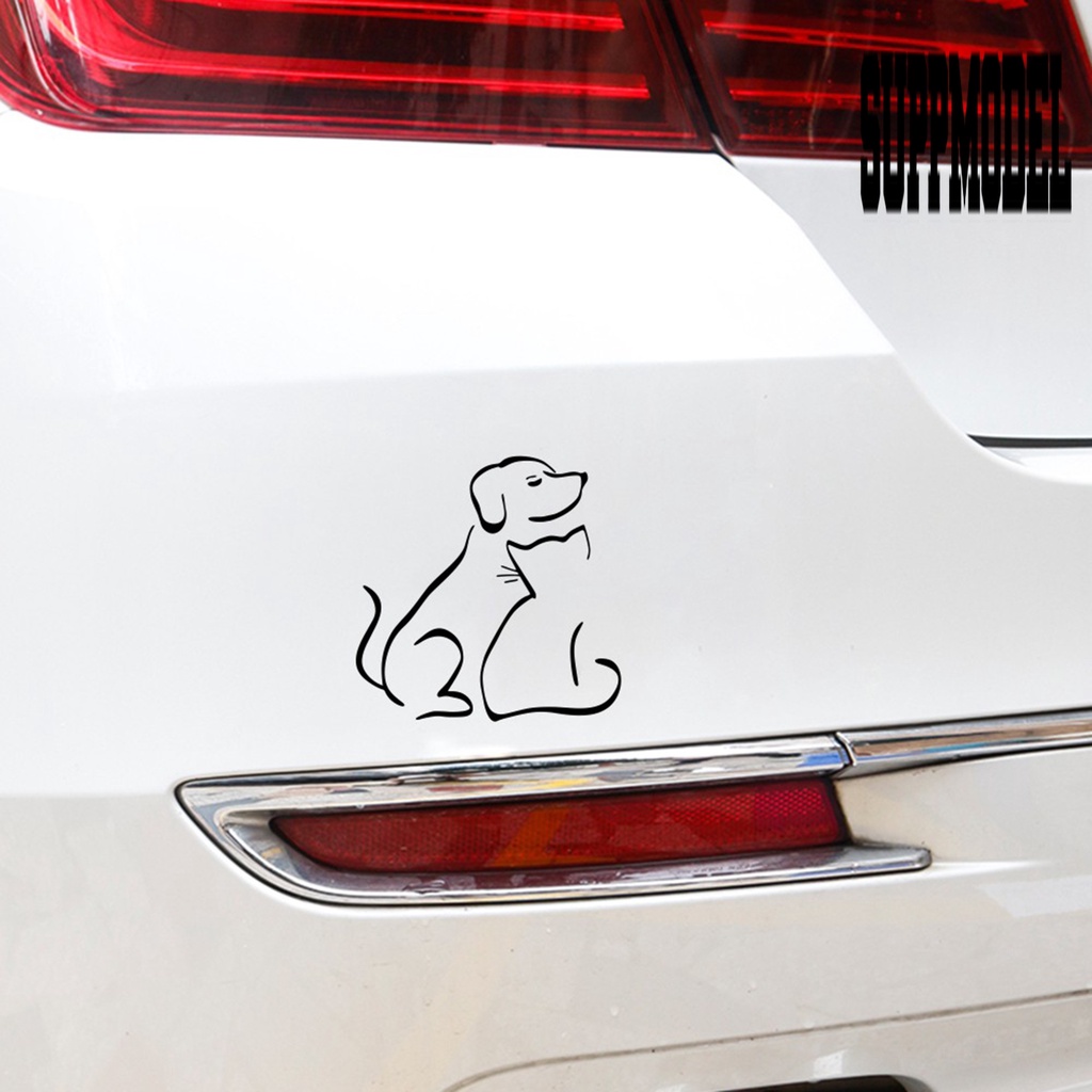 Stiker Mobil Motif Anjing / Kucing Bahan Vinyl