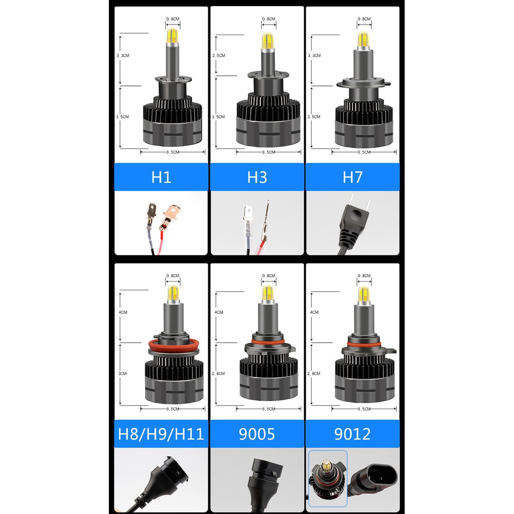 Set Lampu LED Canbus H4 H1 H7 H8 H9 H11 H16 9005 HB3 9006 HB4 90012 HB4 9006 HB4 9012 untuk Mobil