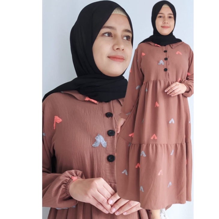 MIDI DRESS KEKINIAN 2022/MIDI DRESS KEKINIAN REMAJA/MIDI DRESS CRINKLE POM POM/DRESS CRINKLE POM POM
