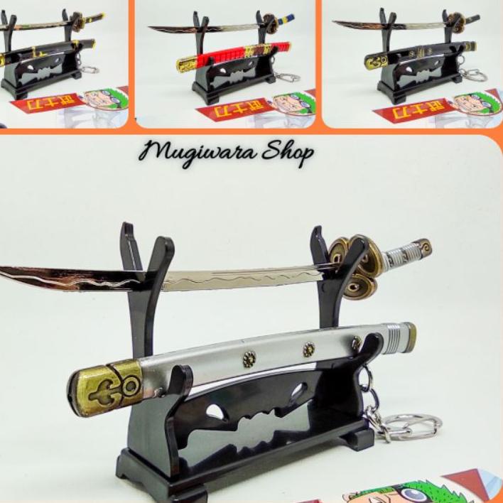 Terkini» Keychain Pedang Roronoa Zoro Anime One Piece Miniatur Gantungan Kunci Katana Samurai ㅁ