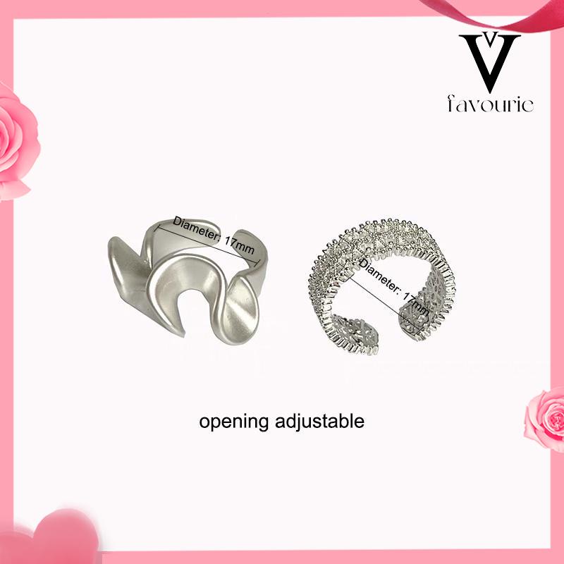 [COD]Cincin Renda Zirkon Gelombang Matte Pembukaan Cincin Sederhana Wanita yang Dapat Disesuaikan-FA