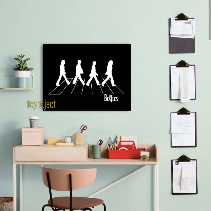 THE BEATLES SILUET BAND LOGO POSTER - HIASAN DINDING - POSTER KAYU