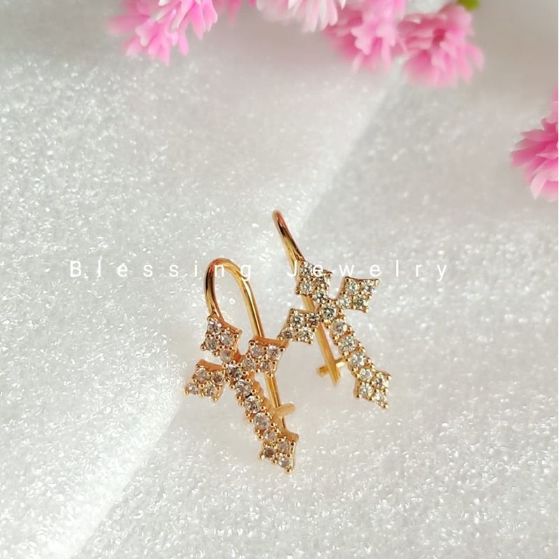 Anting Jurai Salib Permata Warna Emas Xuping