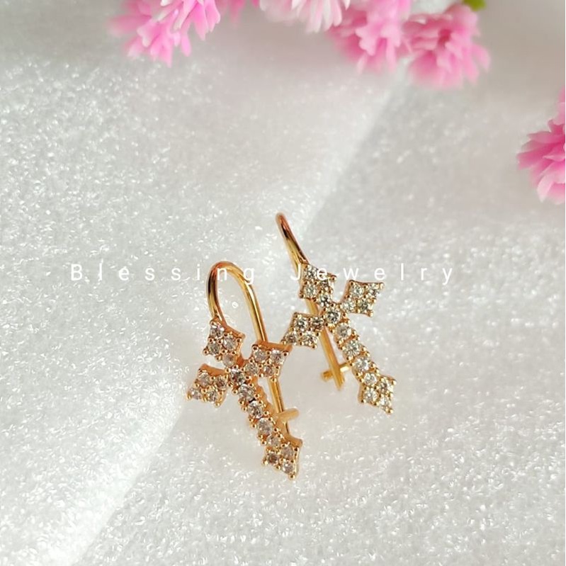 Anting Jurai Salib Permata Warna Emas Xuping