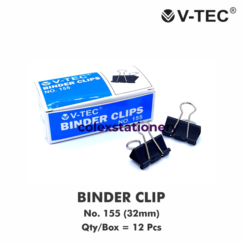

[1 BOX] Penjepit Kertas Serbaguna / Binder Clip Ukuran Kecil No 155 Isi 12 Pcs Vtec