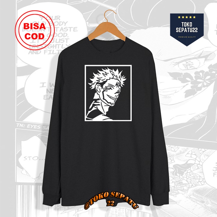 Kaos Lengan Panjang Pria Sukuna / Kaos Anime Jujutsu Kaisen / Kaos Jepang / Baju Anime Distro Pria