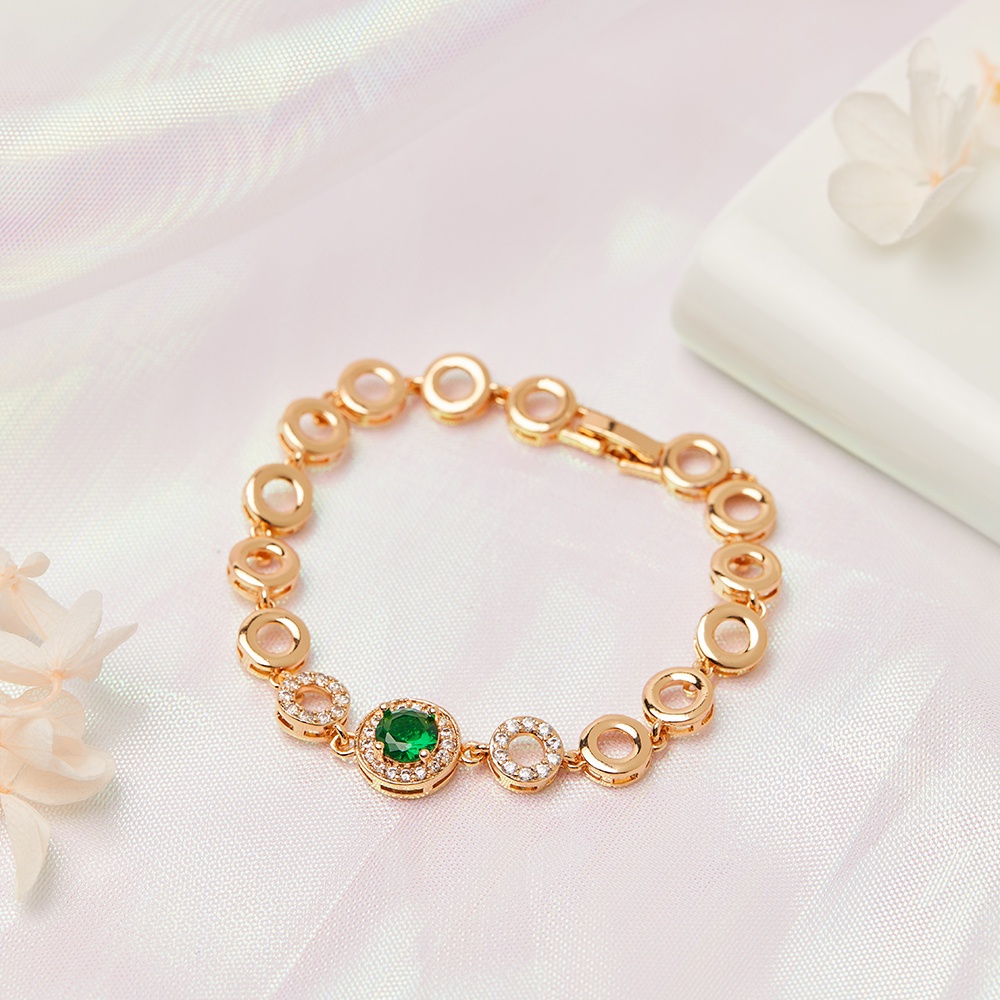 Y314 Gelang Titanium Rantai Permata Wanita Gelang Wanita Anti Karat Lapis Emas Aksesoris Fashion