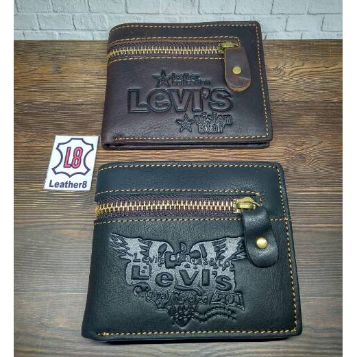 Dompet pria / Dompet kulit asli / Dompet Lipat Tambahan Resleting Luar Kulit Premium