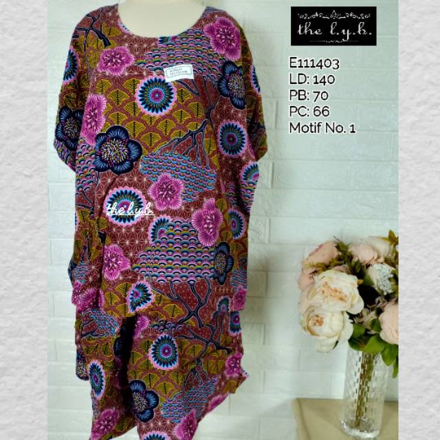 Daster Setelan Kulot Pendek JUMBO Batik Kencana Ungu E11403