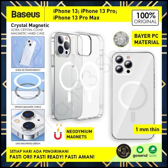 baseus crystal magnetic magsafe case iphone 13   pro   max clear case